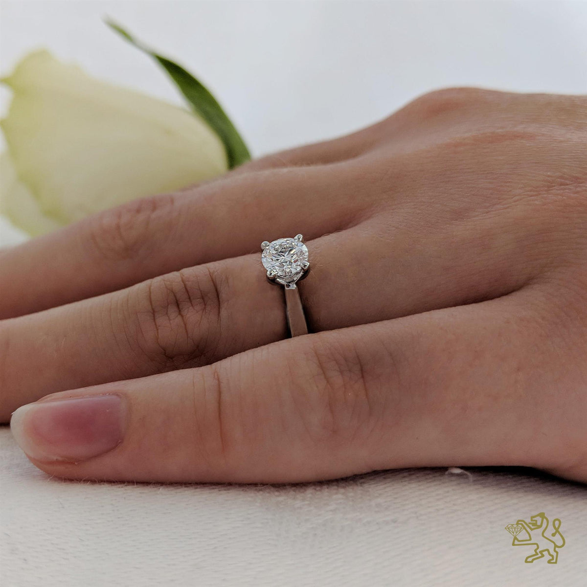 Open Tulip Solitaire 0.40ct E SI1 Diamond Platinum Ring - Michael Jones Jeweller