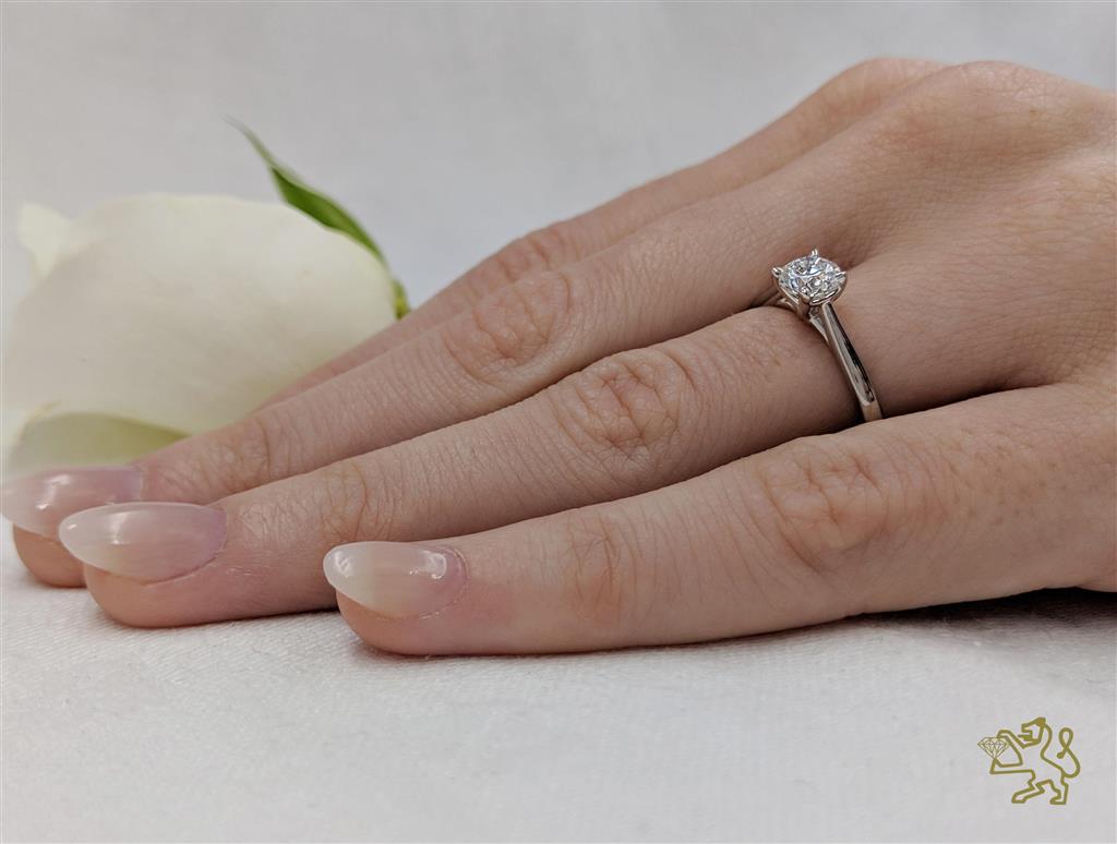 Open Tulip Solitaire 0.60ct E SI1 Diamond Platinum Ring - Michael Jones Jeweller