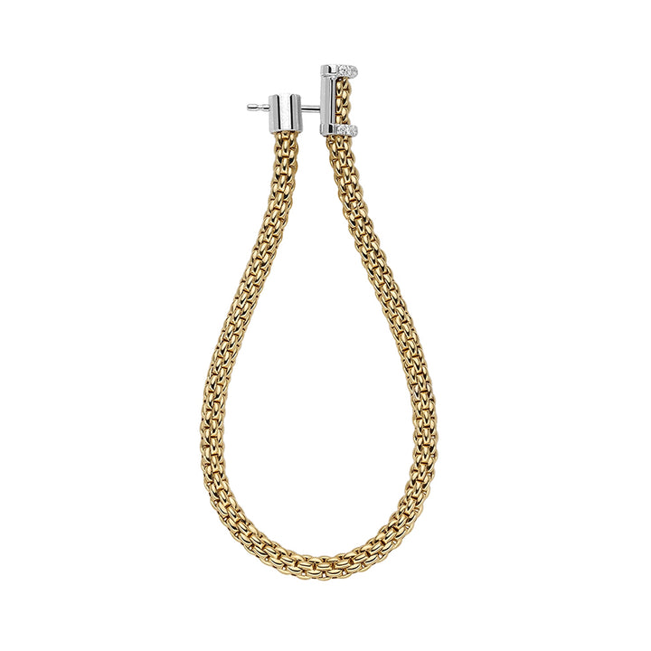 FOPE Flex'it Essentials 18ct Yellow and White Gold 0.17ct Diamond Set Medium Hoop Earrings