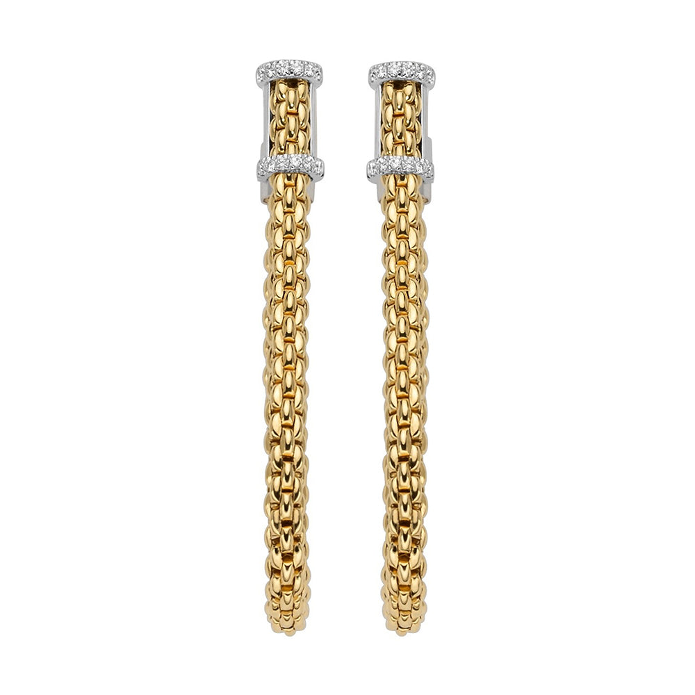 FOPE Flex'it Essentials 18ct Yellow and White Gold 0.17ct Diamond Set Medium Hoop Earrings - Michael Jones Jeweller