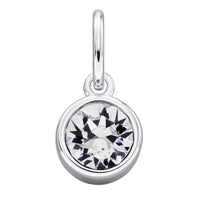 Crystal Birthstone Silver Charm April