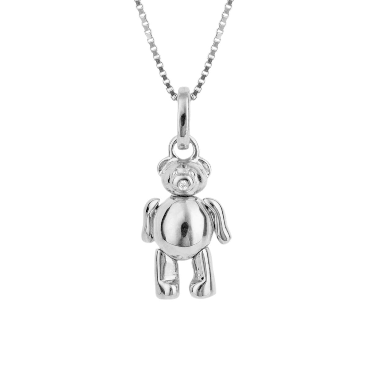 D for Diamond Childs Articulated Silver Teddy Bear - Michael Jones Jeweller