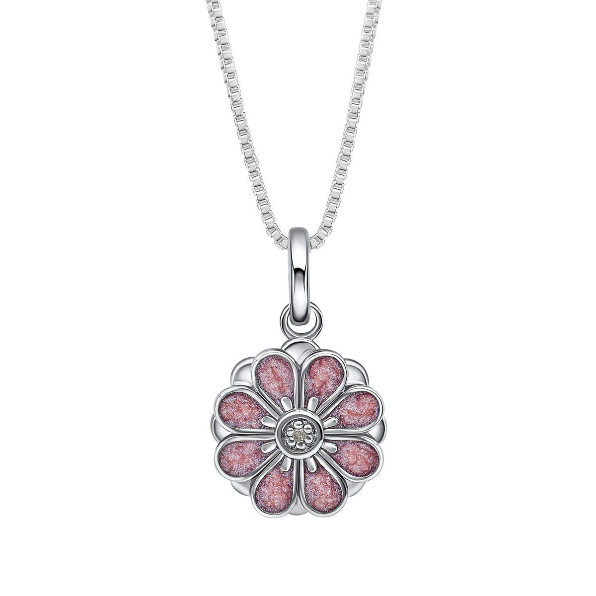 D for Diamond Pink Spinning Flower Diamond Pendant - Michael Jones Jeweller