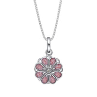 D for Diamond Pink Spinning Flower Diamond Pendant