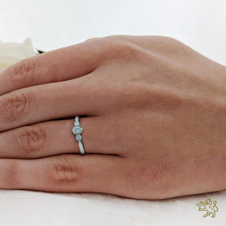 Petite Royal Oval Three Stone 0.20ct F VS Diamond Platinum Ring