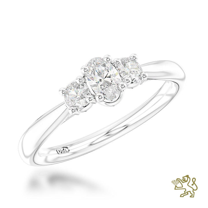 Petite Royal Oval Three Stone 0.20ct F VS Diamond Platinum Ring
