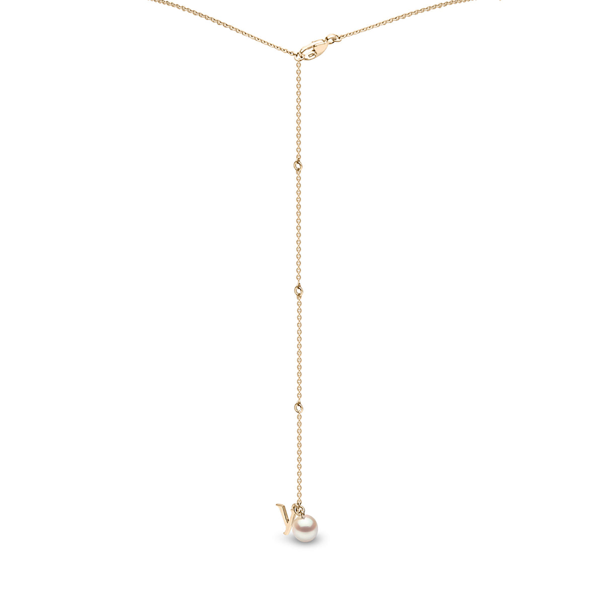 Yoko Trend Freshwater Pearl and Diamond 18ct Yellow Gold Motif Chain Drop Necklace - Michael Jones Jeweller