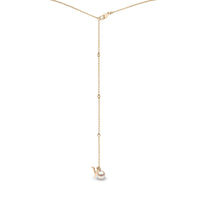 Yoko Trend Freshwater Pearl and Diamond 18ct Yellow Gold Motif Chain Drop Necklace