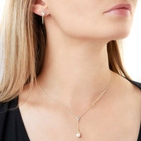 Yoko Trend Freshwater Pearl and Diamond 18ct Yellow Gold Motif Chain Drop Necklace