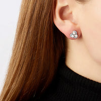 Yoko Sleek Akoya Pearl and Diamond 18ct White Gold Twist Stud Earrings