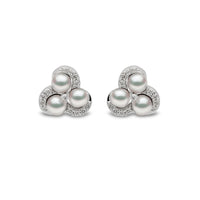 Yoko Sleek Akoya Pearl and Diamond 18ct White Gold Twist Stud Earrings