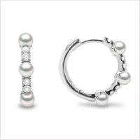 Yoko Eclipse Akoya Pearl and Diamond 18ct White Gold Hoop Earrings