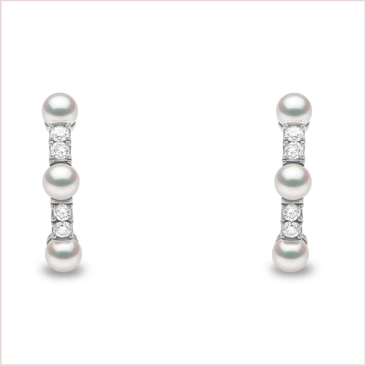 Yoko Eclipse Akoya Pearl and Diamond 18ct White Gold Hoop Earrings - Michael Jones Jeweller