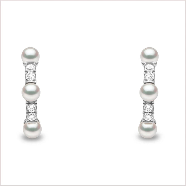 Yoko Eclipse Akoya Pearl and Diamond 18ct White Gold Hoop Earrings