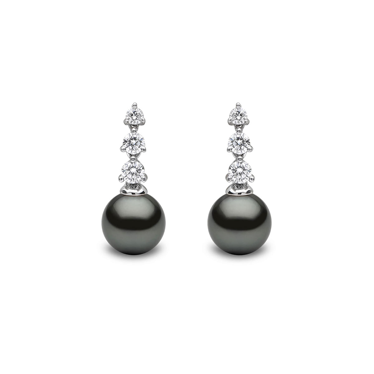 Yoko Diamond Classic Tahitian Pearl and Diamond 18ct White Gold Drop Earrings - Michael Jones Jeweller