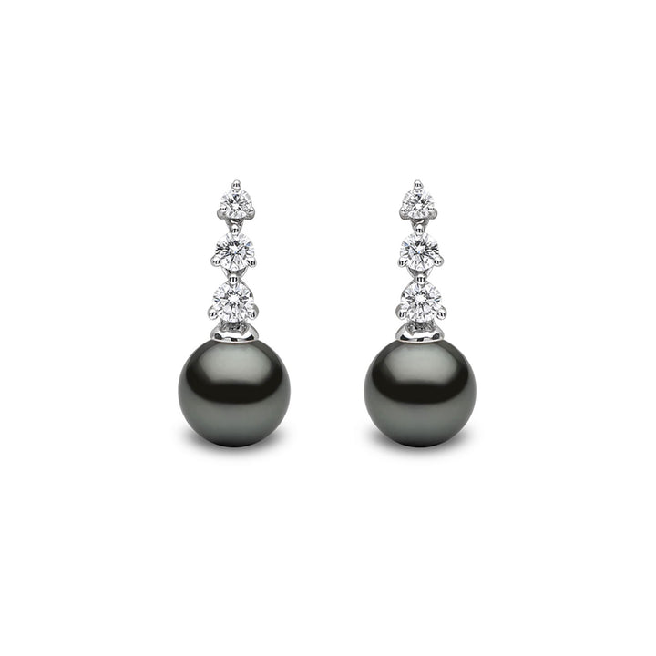 Yoko Diamond Classic Tahitian Pearl and Diamond 18ct White Gold Drop Earrings