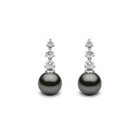 Yoko Diamond Classic Tahitian Pearl and Diamond 18ct White Gold Drop Earrings