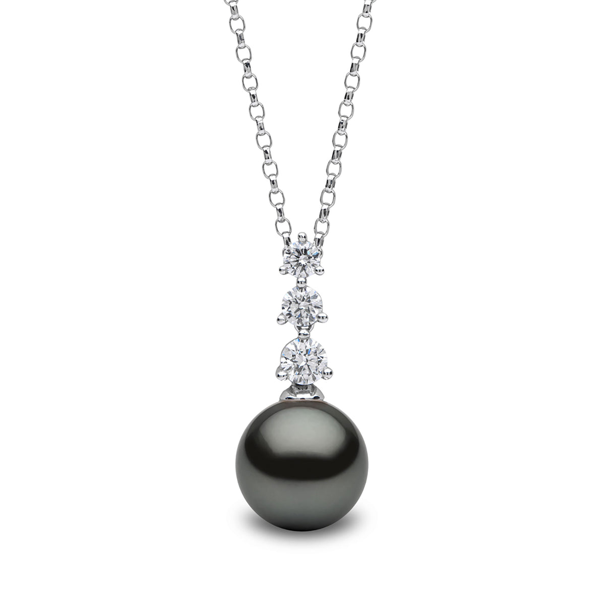 Yoko Diamond Classic Tahitian Pearl and Diamond 18ct White Gold Drop Pendant - Michael Jones Jeweller