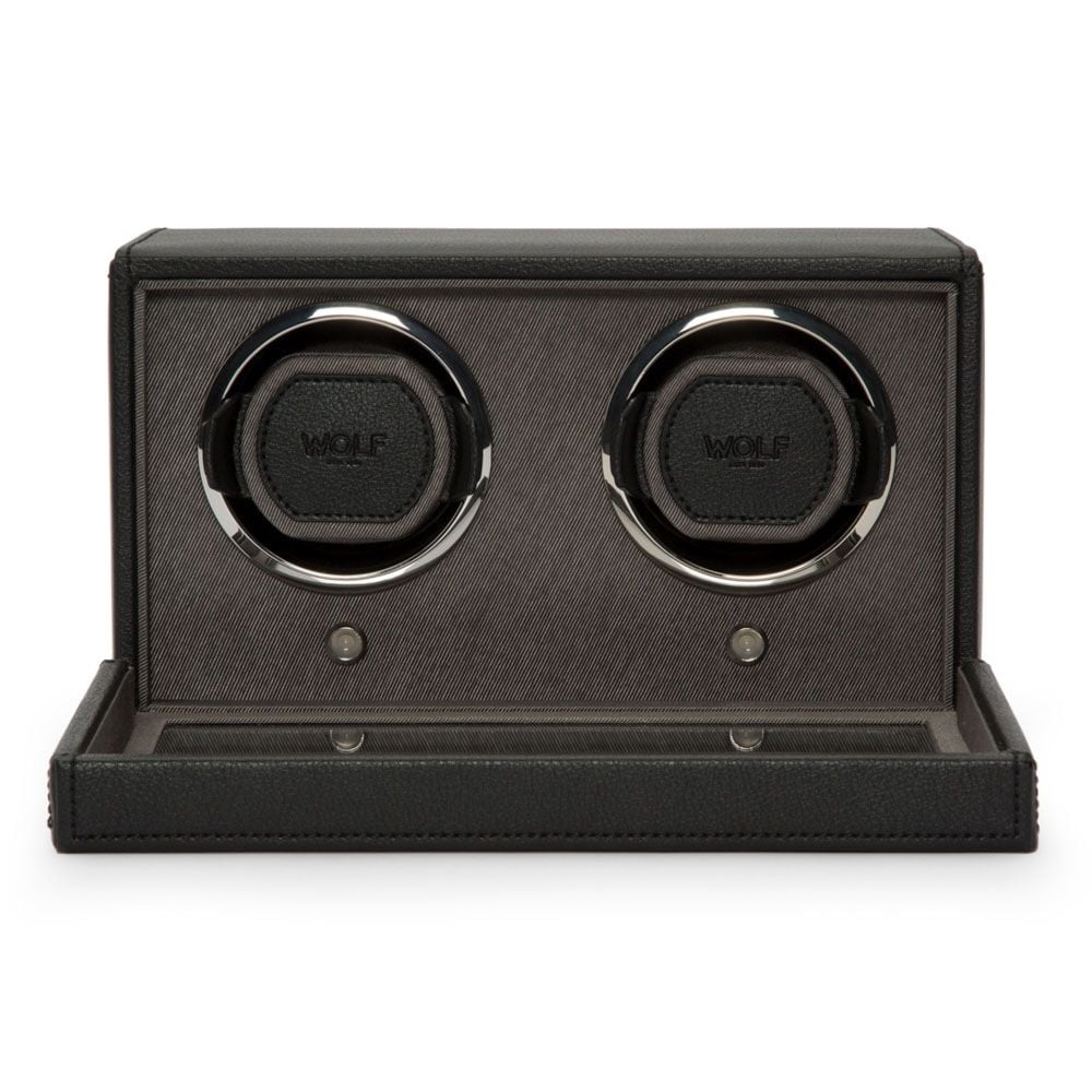 WOLF Cub Double Black Watch Winder with Cover - ONLINE EXCLUSIVE - Michael Jones Jeweller