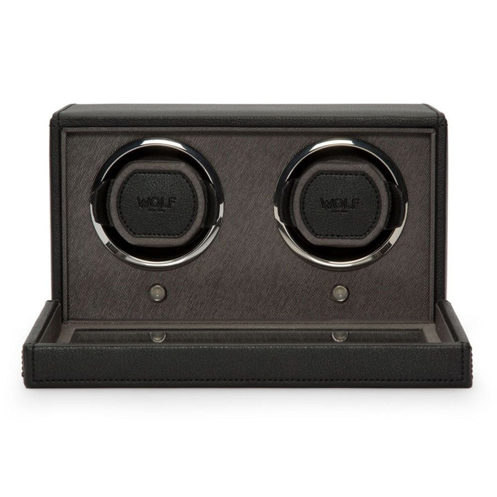 WOLF Cub Double Black Watch Winder with Cover - ONLINE EXCLUSIVE