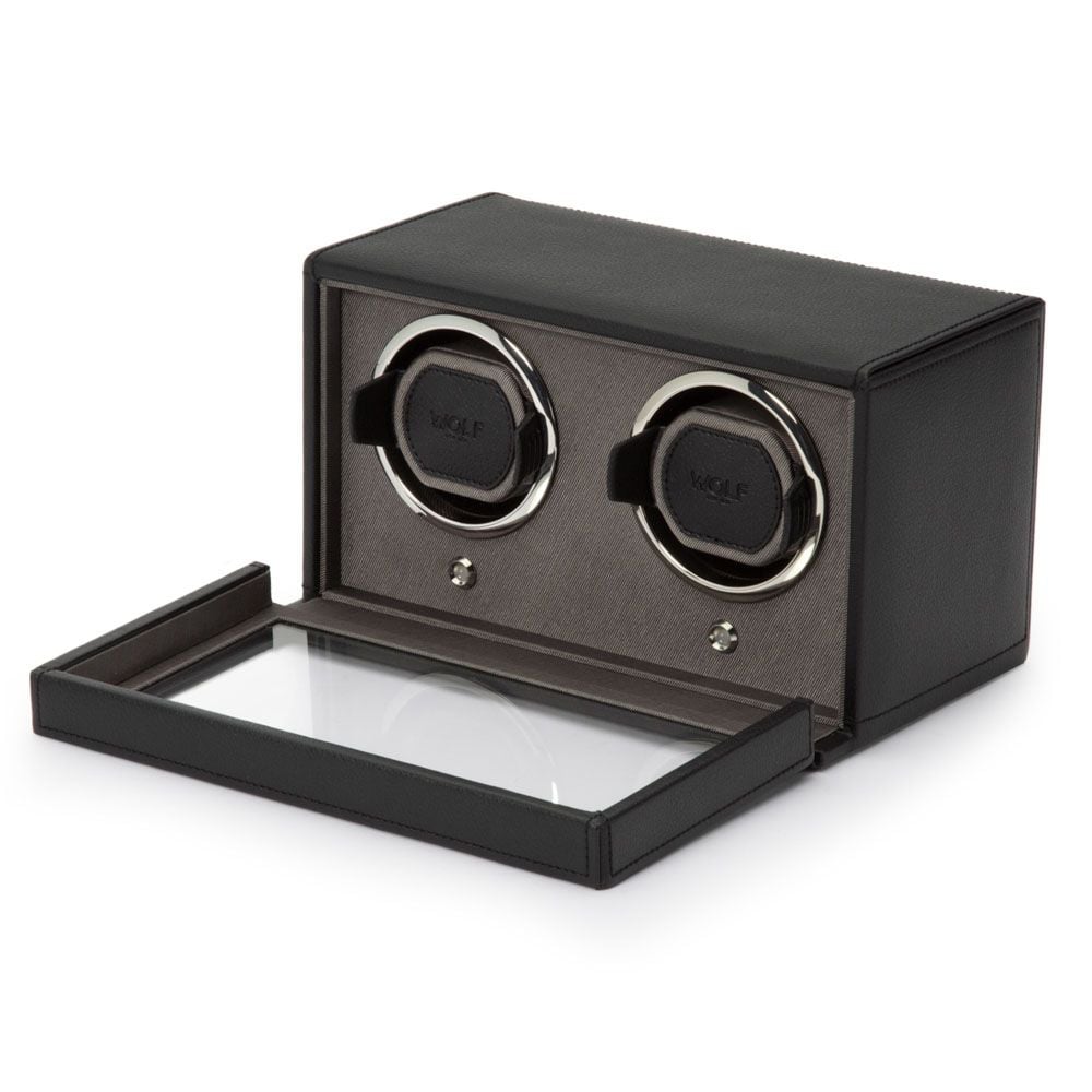 WOLF Cub Double Black Watch Winder with Cover - ONLINE EXCLUSIVE - Michael Jones Jeweller