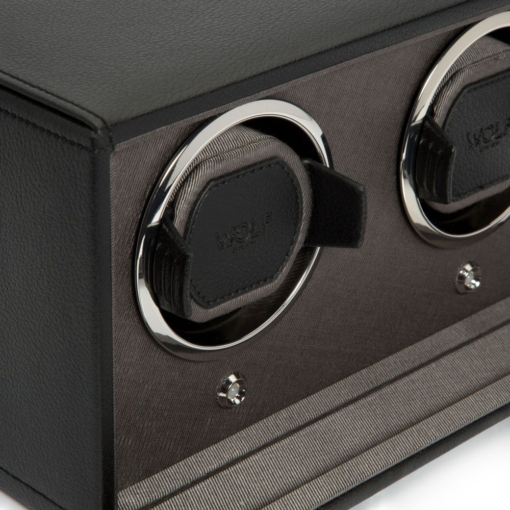 WOLF Cub Double Black Watch Winder with Cover - ONLINE EXCLUSIVE - Michael Jones Jeweller
