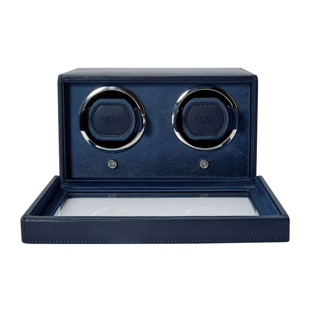 WOLF Cub Double Navy Watch Winder with Cover - ONLINE EXCLUSIVE - Michael Jones Jeweller