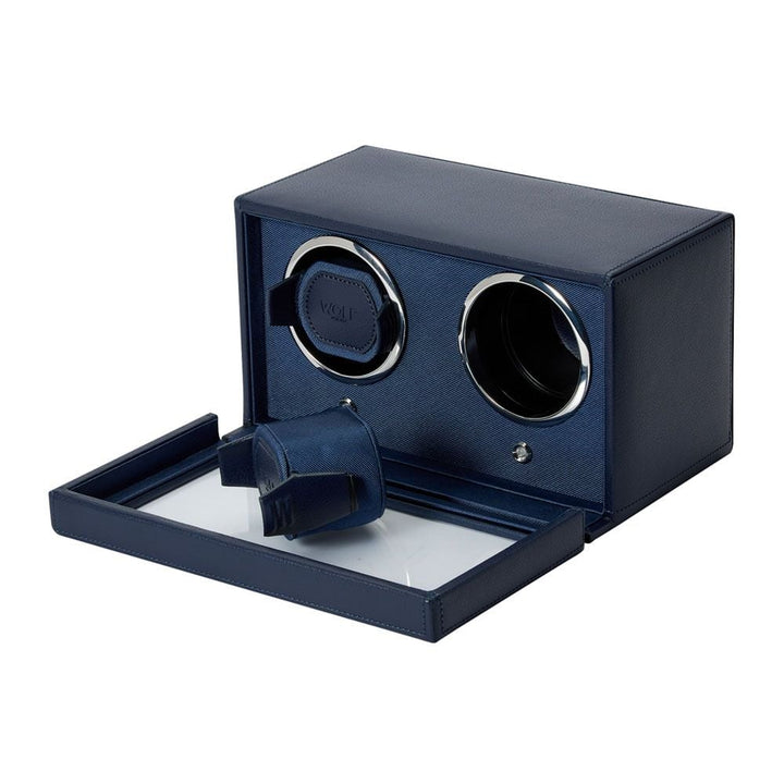 WOLF Cub Double Navy Watch Winder with Cover - ONLINE EXCLUSIVE