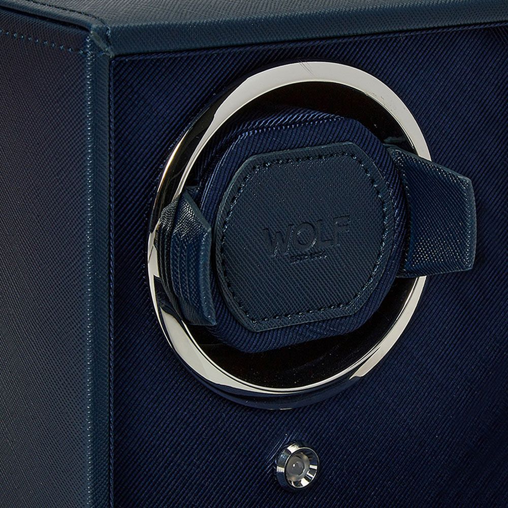 WOLF Cub Double Navy Watch Winder with Cover - ONLINE EXCLUSIVE - Michael Jones Jeweller