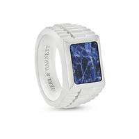 Steel and Barnett Hudson Gents Staineless Steel Rectangle Sodalite Signet Ring - Size 11