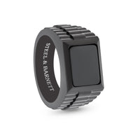 Steel and Barnett Men's Hudson Black On Black Stainless Steel Onyx Signet Ring Size 12