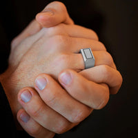 Steel and Barnett Men's Stainless Steel Rectangle Signet Ring Size 11