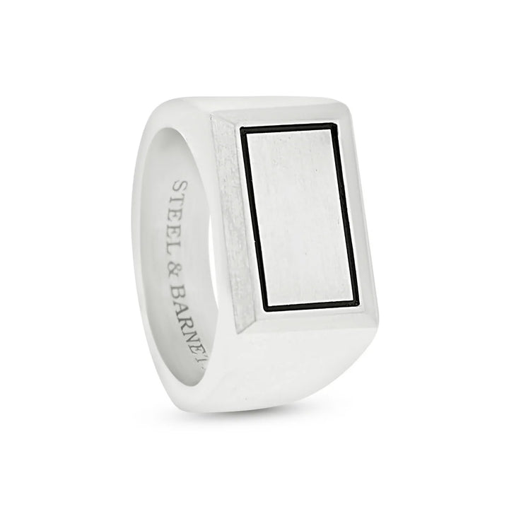 Steel and Barnett Men's Stainless Steel Rectangle Signet Ring Size 11