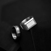 Steel and Barnett Men’s Verto Stainless Steel Dual Black Enamel Inlay Band Ring Size 9 - Michael Jones Jeweller