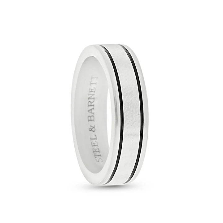 Steel and Barnett Men’s Verto Stainless Steel Dual Black Enamel Inlay Band Ring Size 9