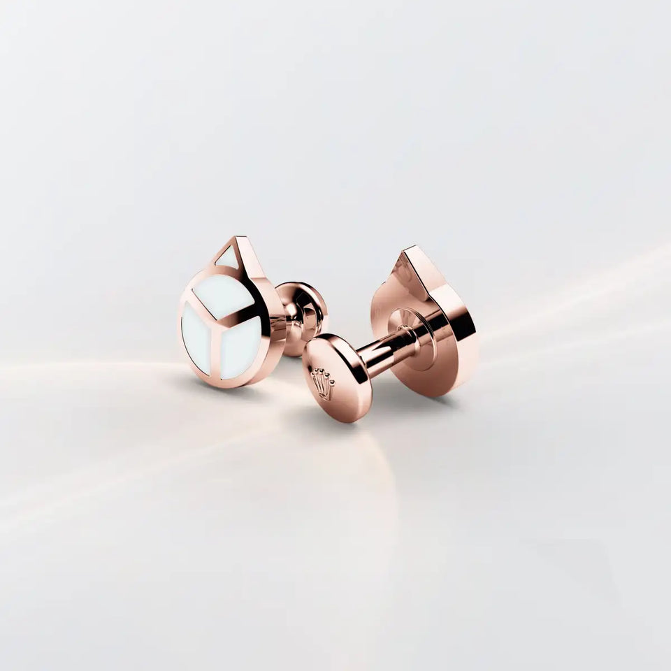 Rolex ‘Hand’ cufflinks in everose gold and luminescent material, a1025