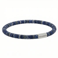 Steel and Barnett Two Tone Matte Sodalite Gemstone Stretch Disc Bracelet Medium