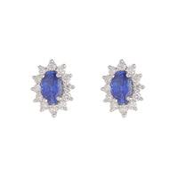 Sapphire and Diamond 18ct White Gold Cluster Stud Earrings