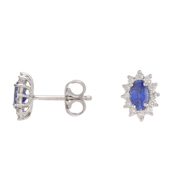 Sapphire and Diamond 18ct White Gold Cluster Stud Earrings