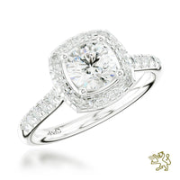 Skye Brava Halo 0.70ct E SI2 Diamond Platinum Ring