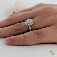 Skye Cushion Halo 0.70ct F SI1 Diamond Platinum Ring