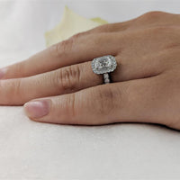 Skye Emerald Halo 0.80ct F SI1 Diamond Platinum Ring - Michael Jones Jeweller