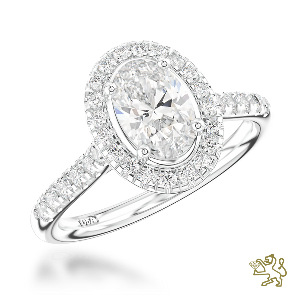 Skye Oval Halo 0.30ct D VS1 Diamond Platinum Ring - Michael Jones Jeweller