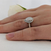 Skye Pear Halo 0.40ct D SI1 Diamond Yellow Gold/Platinum Ring - Michael Jones Jeweller