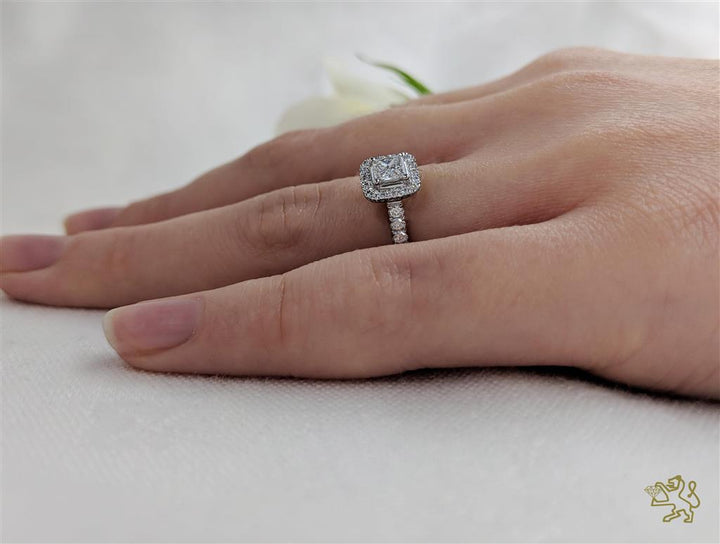 Skye Princess Halo 0.32ct E VS2 Diamond Platinum Ring