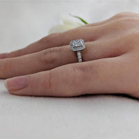 Skye Princess Halo 0.32ct E VS2 Diamond Platinum Ring