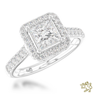 Skye Princess Halo 0.51ct G VS1 Diamond Platinum Ring