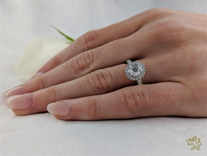 Skye Halo 0.70ct F SI1 Diamond Platinum Ring