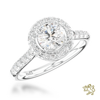 Skye Halo 0.70ct F SI1 Diamond Platinum Ring - Michael Jones Jeweller