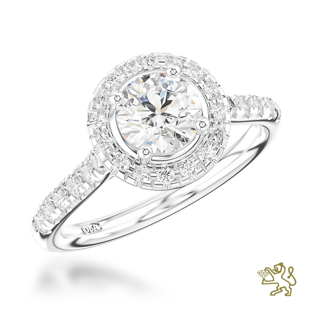 Skye Halo 0.70ct F SI1 Diamond Platinum Ring - Michael Jones Jeweller